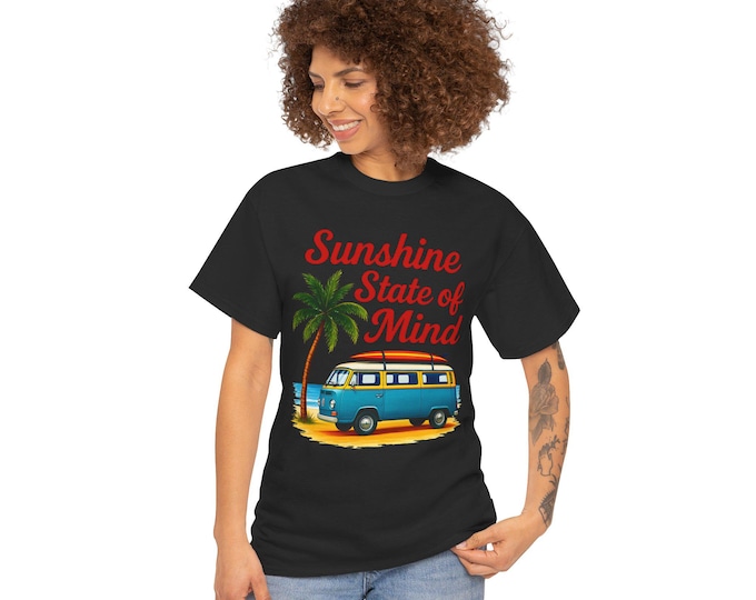 Sunshine State of Mind T-Shirt | Retro Van Summer Beach Shirt | Boho Vacation Tee for Men & Women