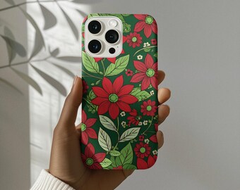 Red and Green Flowers Snap Cases, Tough & Clear Phone Cases, Slim Flexi Cases - Floral Design