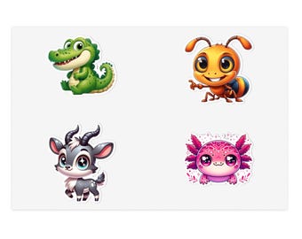 Cute Animal Sticker Sheet Bundle, 5pcs, Fun, Colorful, Kids Room Décor, Scrapbooking, Gift for Kids, Party Favor, Kid's Sticker Collection