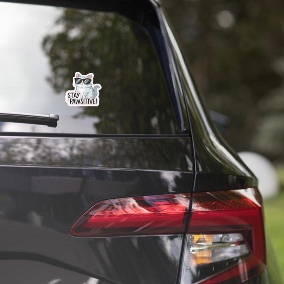 Stay Pawsitive Cat Sticker | Cute Bubble-Free Vinyl Sticker | Cat Lover Gift | Laptop & Water Bottle Decal