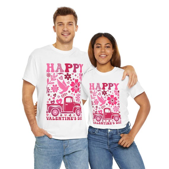 Vintage Valentine's Shirt | Whimsical Flower Truck Tee, Retro Romance, Unique Gift for Her