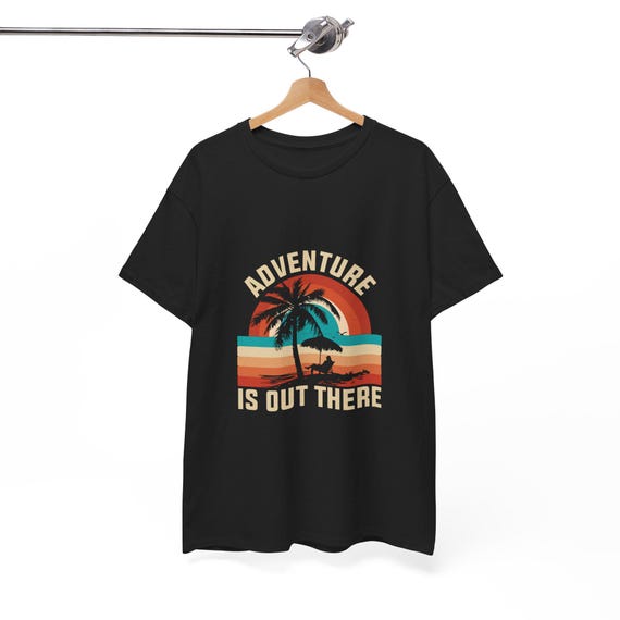 Retro Adventure is Out There T-Shirt - Vintage Sunset Beach Design Tee