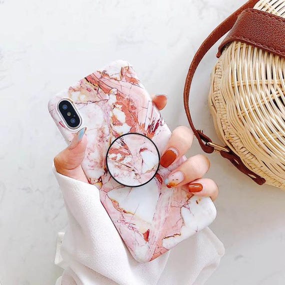 Marble Stone iPhone Case with Stand | Soft TPU Silicone Cover for iPhone | Yellow Whimsical Phone Case | Stylish & Durable Phone Accessory
