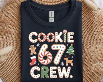Cookie 67 Crew Christmas Shirt | Cute Gingerbread Cookie Matching Family Tee | Holiday Baking Group Top | Festive Xmas Crew Gift