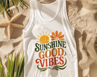 Sunshine Good Vibes Tank Top - Retro Summer Graphic Tee, Positive Vibes Tank Top, Colorful Sunshine Design
