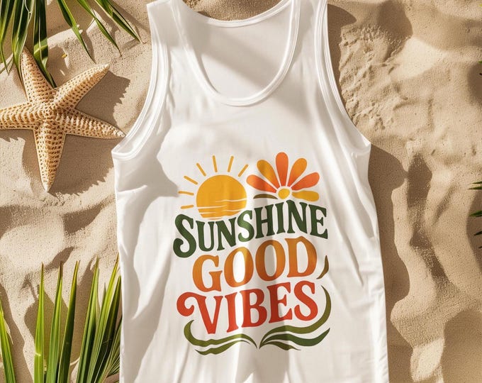 Sunshine Good Vibes Tank Top - Retro Summer Graphic Tee, Positive Vibes Tank Top, Colorful Sunshine Design