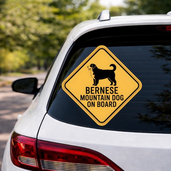 Bernese Mountain Dog On Board Sticker, Dog Car Decal, Large Breed Warning Sign, Pet Safety Sticker, Waterproof Outdoor Vinyl