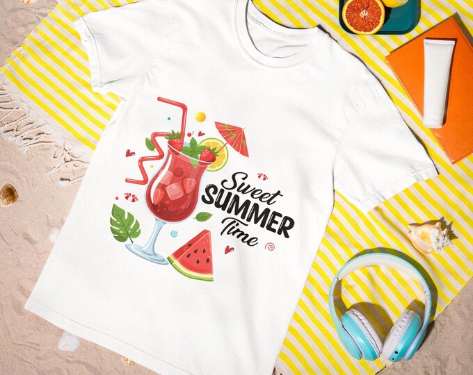 Sweet Summer Time T-Shirt | Watermelon And Strawberry Fruit Shirt | Cute Summer Graphic Tee for Women & Teens