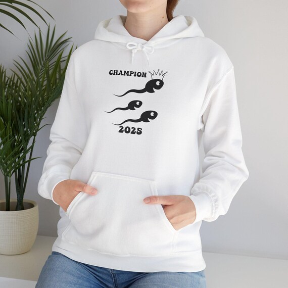 Funny Sperm Hero Hooded Sweatshirt, Novelty Gift Champion Crown Unisex Sweater, Hilarious Men Women Funny Gift, Quirky Comfy Crown