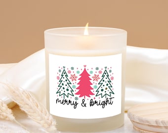 christmas Gift Candle Frosted Glass (Hand Poured 11 oz)