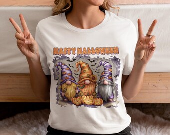 Hallothanksmas Shirt, Happy Fall Yall Tee, Thanksgiving Gnome Shirt, Halloween Christmas Fall Holiday Graphic Tee Unisex