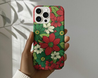 Floral Phone Cases - Red and Green Flowers - Tough, Clear, Slim Snap Cases, Flexi Cases, Phone Cases