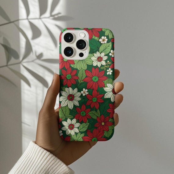 Flexi Cases, Red and Green Flowers Phone Cases - Floral Design, Soft Cases, Flexible Covers, Flower Pattern, Protective Cases