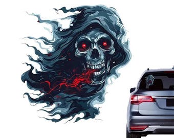 3D Skull Car Window Stickers – Stylish Halloween Skeleton Decals for Car Hood and Windows