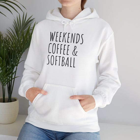 Softball Pitcher Lightweight Hoodie, Unisex Heavy Blend™ Hooded Sweatshirt, Weekends Coffee - Softball Player Gift - Softball Present,