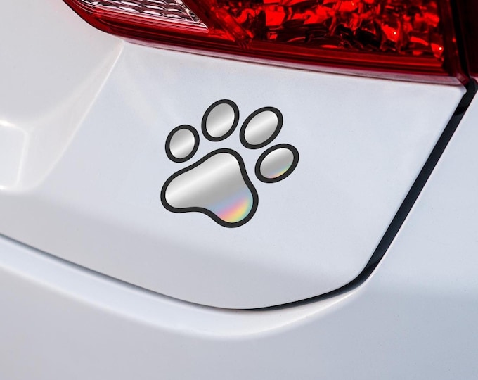 Reflective Paw Print Vinyl Decal | Dog Lover Car Sticker | Waterproof Outdoor Sticker for Cars & Windows