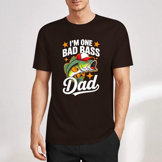I’m One Bad Bass Dad Shirt Funny Fishing Graphic Tee Gift for Fisherman Father’s Day Outdoorsman Angler Humor Dad Joke T-Shirt