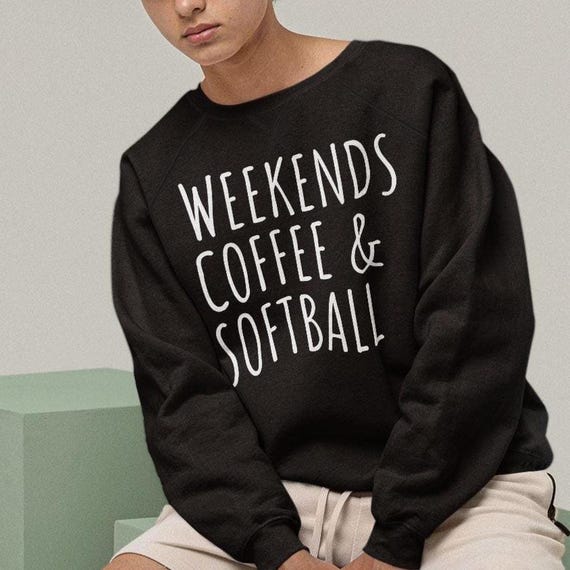 Weekends Coffee and Softball Sweatshirt, Unisex Softball Lifestyle Pullover for Players and Fans