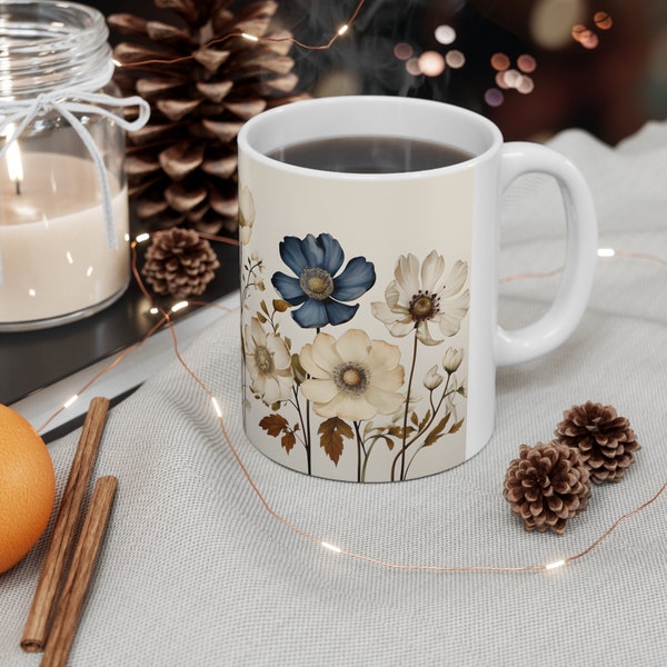 Flower Floral Ceramic Mug 11oz Popular Best Seller Mugs Best Selling Item Gifts Under 10 Trending Etsy Gift Idea Christmas Top Selling Item