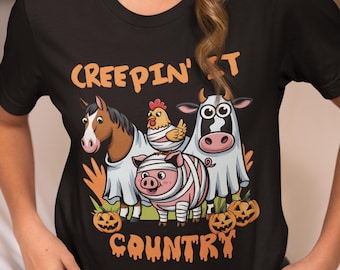 Funny Country Halloween Shirt, Cowgirl Halloween Farm Tee, Retro Country Girl, Halloweentown, Country Music Tee, Farm Animal Spooky Shirt