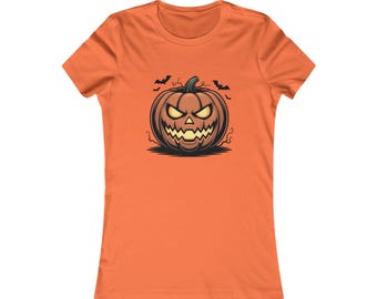 Halloween Pumpkin Women's Favorite Tee, Spooky Graphic Shirt, Fall Fashion, Horror Movie Lover Gift, Halloween Party Outfit