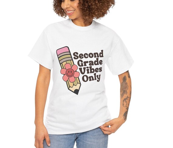Second Grade Shirt, Vibes Only T-Shirt, Hello Second Grade Tee, Back to School Shirt, Teacher or Student Gift, Embroidered Second Grade