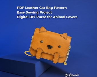 Katzen Geldbörse Schnittmuster: DIY Leder Umhängetasche Vorlage (PDF Download)