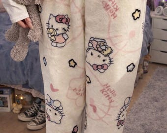 Kawaii Plush Pajama Pants | Cute Cartoon Lounge Pants | Soft Fuzzy Blanket Pants | Cozy Aesthetic Sleepwear | Women’s Comfy Pajamas