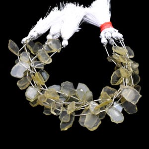 Lemon Quartz Smooth Slices Beads, Natural Lemon Quartz Beads for Jewelry Making, Gemstone Briolette&#39;s Beads, Quartz Gemstone Beads