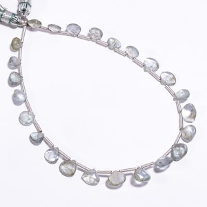 Moss Aquamarine Heart Shape Beads 5.5x5.5 To 6.5x8 mm Moss Aquamarine Beads, Moss Aquamarine is a distinctive and beautiful gemstone,