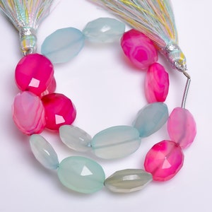 Filo di perle sfaccettate di calcedonio multicolore naturale a forma di pepita, lunghezza 20 cm – Pietra semipreziosa sfusa per la creazione di gioielli fatti a mano