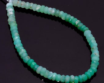 53 Ct. Natural Chrysoprase Faceted Rondelle Beads 5x5.5mm For Making For Jewelry Chrysoprase Beads Hot Selling Stone Best Quality Stone