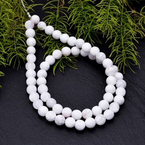 Best Quality 100% Natural White Scolecite Round Shape Smooth Beads Making For Jewelry 16 Inch Strand Beads Natural Stone Natural Beads image 4