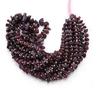 Natural Uncut Red Ruby Gemstone Beads Strand, Jewelry Making Supplies (143 Cts)