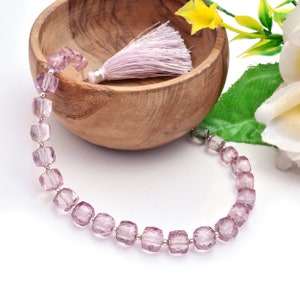 Pink Quartz Heart Stand The Stone of Unconditional Love healing properties, and metaphysical properties of pink quartz 6x6mm-7x7mm strand