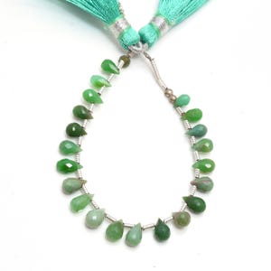 Faceted Drops Shape Natural Chrysoprase Gemstone Beads 4&quot;in Strand Natural Healing Crystal Beads Green Color Beads Ready For Jewelry Making