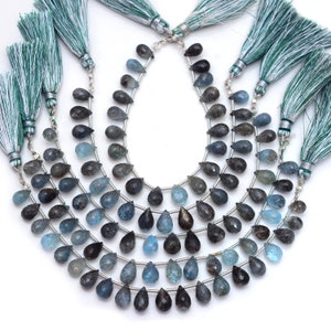 Natural Moss Aquamarine Faceted Drops Shape Beads Aquamarine Beads 6-11mm Aquamarine With Silver Leaver Moss Aquamarine For Jewelry Use