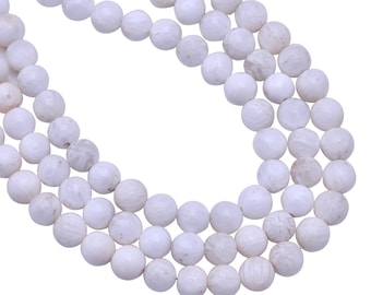 Best Quality 100% Natural White Scolecite Round Shape Smooth Beads Making For Jewelry 16 Inch Strand Beads Natural Stone Natural Beads