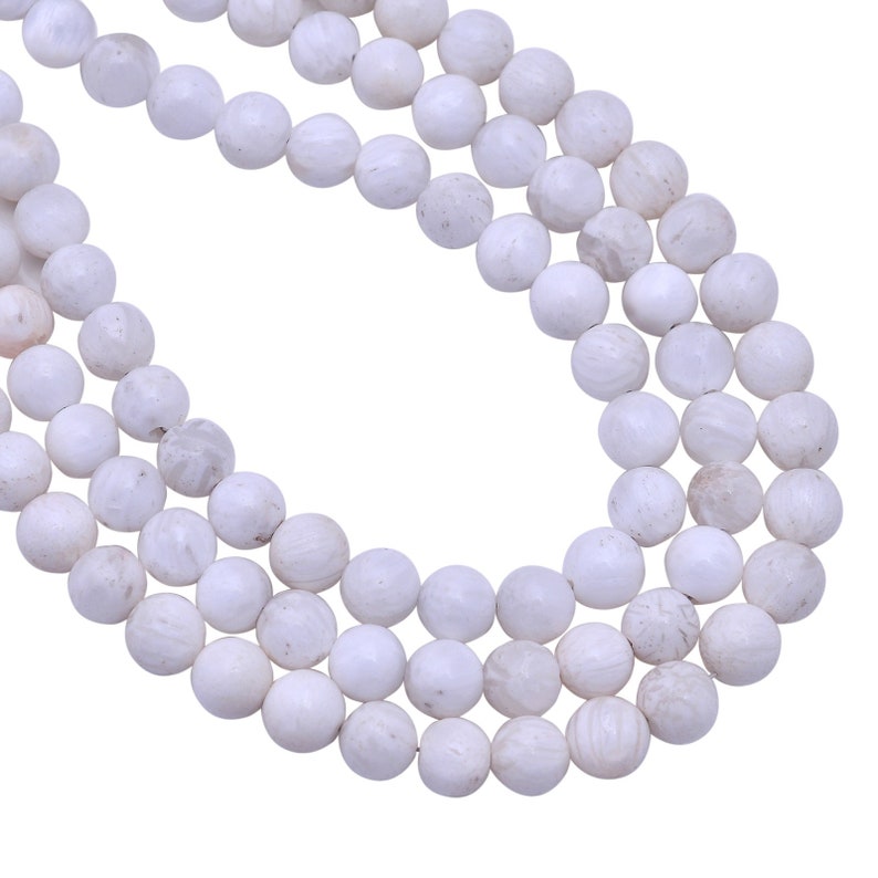 Best Quality 100% Natural White Scolecite Round Shape Smooth Beads Making For Jewelry 16 Inch Strand Beads Natural Stone Natural Beads image 1
