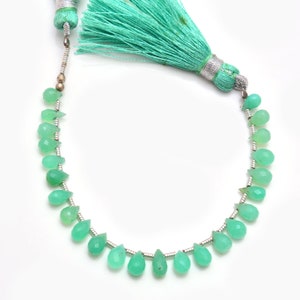 18.Ct. Natural Chrysoprase Faceted Drops Shape Beads 5x4mm-6x4mm Strand Ready For Making Jewelry 4&quot;Inch Strand suitable for use in jewelry