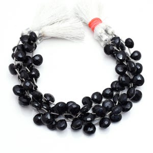 Trendy Heart Cut Black Onyx Gemstone Beads – 8” Strand | 9X9mm-11X11mm| Faceted Finish | Beautiful Gift for Her | DIY Jewelry Supplies