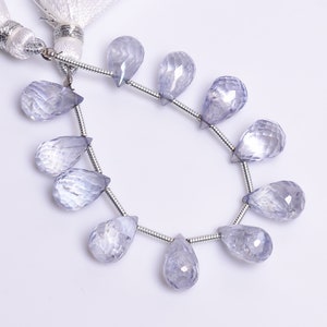 Natural Grey Quartz Teardrop Beads: Faceted Gemstone Strand, 4 Inch