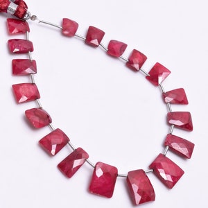 Dyed Ruby Faceted Fancy Shape Beads – 10x8mm to 16x12mm Gemstone Strand, Deep Red Semi Precious Stone for Jewelry Making