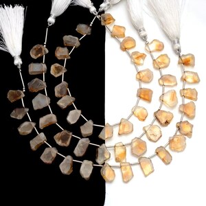 Natural Bio Citrine Smooth Slices Beads Transparency Citrine Beads 8' Inch Strand For Making Jewelry Gemstone Strand Bio Citrine Beads