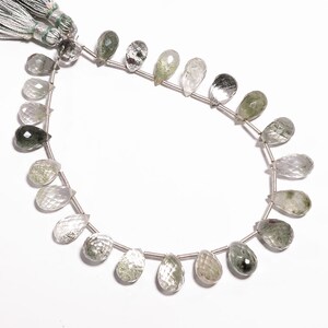 Natural Garden Quartz Faceted Drops Shape Stone Beads Size 6.5x13.5 to 6x10mm Transparency Beads For Jewelry Use Stone Natural Stone