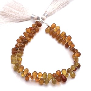Faceted Grossular Garnet Teardrop Strand: 8x5mm Gemstone Beads