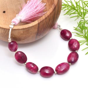 Beautiful Ruby Briolette Beads Smooth Tumble Dyed Ruby 4&quot;Inch Beads 1 Strand Dyed Ruby Beads For Making Jewelry Healing Crystal Stone