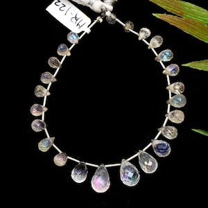 Rainbow Quartz Faceted Drops Shape Beads Natural Quartz Beads 7Inches Strand Clear Crystal Quartz Best Decorative Stone Beads Making Jewelry