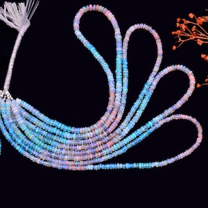 100% Natural Ethiopian Fire Opal Gemstone Beads Smooth  Rondelle Beads Multi Welo Fire Opal Gemstone 16&quot; Inches Strand Making For Jewelry