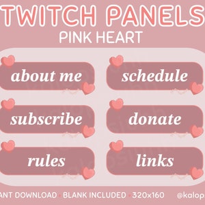 40 Cute Pink Heart Twitch Stream Panels